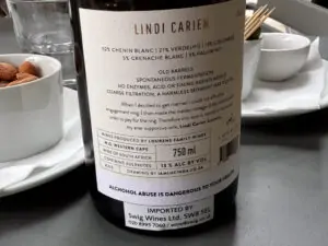 Vino sudafricano Lourens Family Wines Lindi Carien 2022 triunfa en Londres