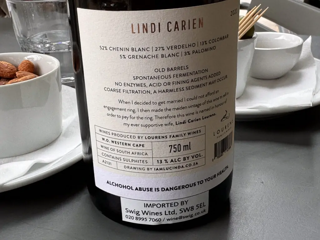 Vino sudafricano Lourens Family Wines Lindi Carien 2022 triunfa en Londres 1 Vino sudafricano Lourens Family Wines Lindi Carien 2022 triunfa en Londres