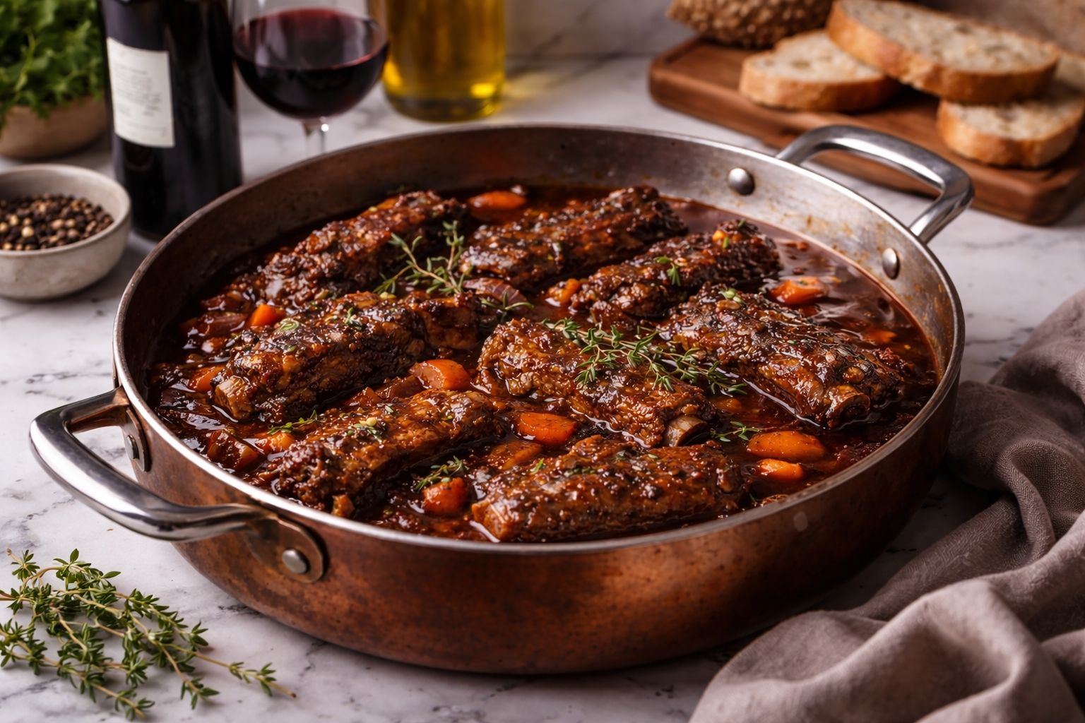 Costillas de cerdo al vino tinto: el guiso lento que convierte la salsa en una obsesión por mojar pan 1 Costillas de cerdo al vino tinto