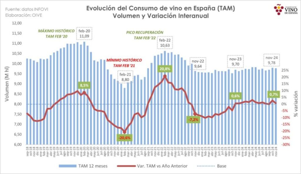 El futuro del vino en España: 9,78 millones de hectolitros consumidos en 2024 2 El futuro del vino en Espana