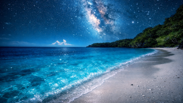 La playa de Asturias que parece sacada de Avatar: el mar se ilumina por la noche por un fenómeno natural 4 La playa de Asturias que parece sacada de Avatar