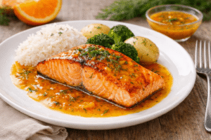Receta de salmón a la naranja y eneldo sin nata, con sabor y lista en 20 minutos